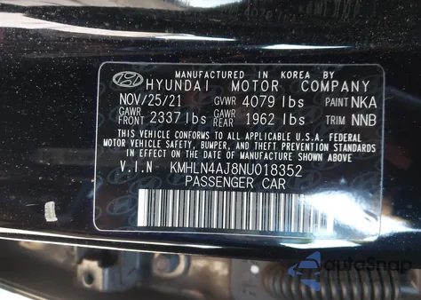 2022 Hyundai Elantra Hybrid Limited из США, поврежденный, VIN KMHLN4AJ8NU018352